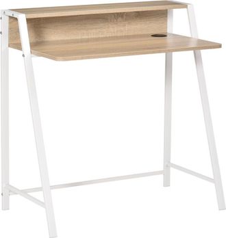 HOMCOM Homcom - Escritorio Mesa De Ordenador 84x45x85 Cm Con Encimera De Madera Y Patas De Metal Estilo Moderno Para Oficina Estudio Dormitorio Carga 20 Kg