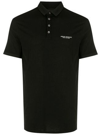 A|X Armani Exchange logo-print polo shirt - men - Cotton - S - Black