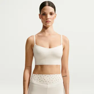 Nike Womens SKIMS Matte Cami Longline Bra in White | IU3053-108