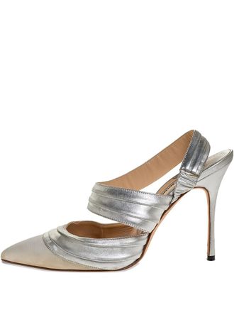 Manolo Blahnik Geplooide slingback pumps - Metallic
