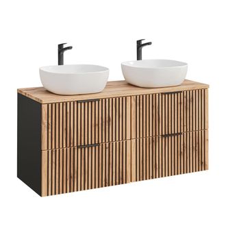 Petits Meubles Mueble lavabo estratificado marr&oacute;n negro