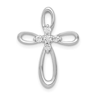 Diamond2Deal 14k White Gold 1/5ct. Diamond Cross Chain Slide Pendant