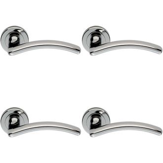 Loops 4x PAIR Oval Shape Arched Bar Lever on Round Rose Concealed Fix Polished Chrome