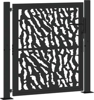 vidaXL Puerta De Jard&iacute;n Negra Con Dise&ntilde;o De Carril De Acero 105x106 Cm Vidaxl