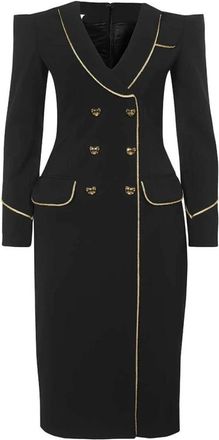 Moschino Double Breasted Blazer Dress - Dames - Casual kleedjes - Zwart - S - Leer - Kleedjes
