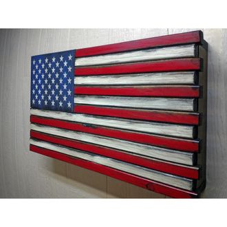American Furniture Classics Model LRG2COMP Large American Flag Wall Hanging Concealment with Two Secret Compartments