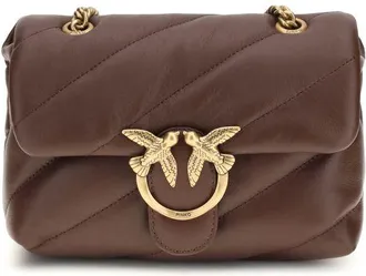 Pinko Brown Calf Leather Bos Taurus Shoulder Womens Bag