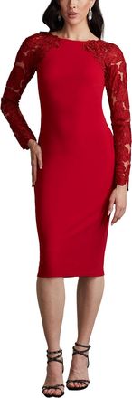 Tadashi Shoji Emille Embroidered Illusion Cocktail Dress
