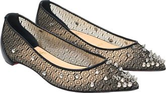 Christian Louboutin Womens Polyester Lace Spike-Embellished Ballet Flat (Authentic Pre-Loved)