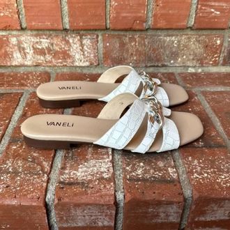 Vaneli Womens Errita Flat Sandal In White Crocodile Print