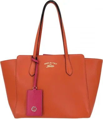 Gucci Orange Pink Leather Handbag Tote Bag (Pre-Owned)