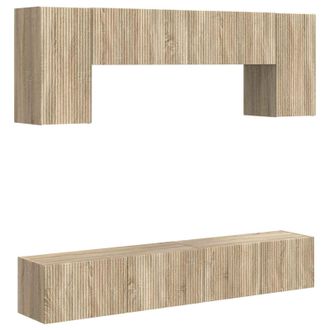 vidaXL Conjunto De Mueble De Tv Montaje En La Pared 4 Pcs Roble Sonoma Vidaxl