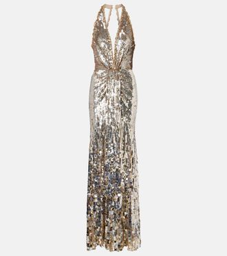 Jenny Packham Mars gathered sequined gown