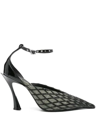 MUGLER 100 mm muiltjes met diamant-patroon - Zwart