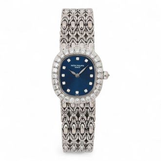 Patek Philippe Pre-owned Patek Philippe Ellipse Quartz Diamond Blue Dial Ladies Watch 4941/2