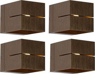 QAZQA Qazqa Moderno Set De 4 Apliques Inteligentes Bronce Oscuro 9,7 Cm Con Wifi G9 - Transfer Groove Aluminio Cuadrada Adecuado Para Led Max. 1 X 2.5 Watt