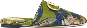 Valentino Garavani VLogo floral mules - women - Fabric - 38.5 - Green