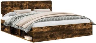 vidaXL Bed Frame Smoked Oak 180 x 200 cm Solid Pine Wood vidaXL