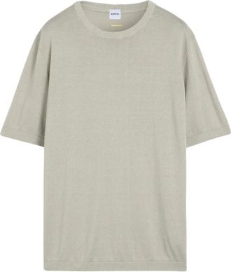 Aspesi Katoenen Gebreid T-Shirt - Heren - T-shirts - Beige - M - Katoen - Tops