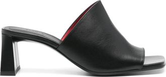 Plan C Leren Muilezel Sandalen - Dames - Muiltjes - Zwart - 39 EU - Schoenen