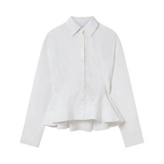 Stella McCartney Camisa de popelina con p&eacute;plum - Blouses & Shirts - Mujer - Blanco - S
