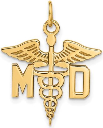 Diamond2Deal 14k Yellow Gold Large M. D. Caduceus Charm