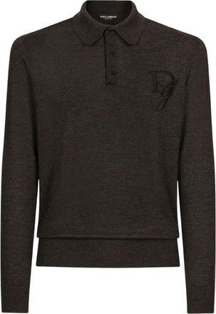 Dolce & Gabbana Cashmere polo met lange mouwen - Heren - Polos - Grijs - M - Tops