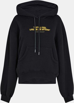 Off-white Womens Off White Relaxed Fit Hooded Neck Lettering Kangaroo Pocket Sweatshirt in Black - Size 8 UK