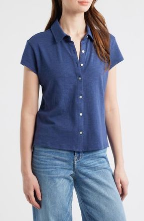 Bella Dahl Cap Sleeve Shirt in Midnight Surf at Nordstrom, Size X-Small