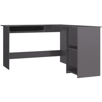 vidaXL Escritorio Forma De L Contrachapada Gris Brillo 120x140x75cm Vidaxl