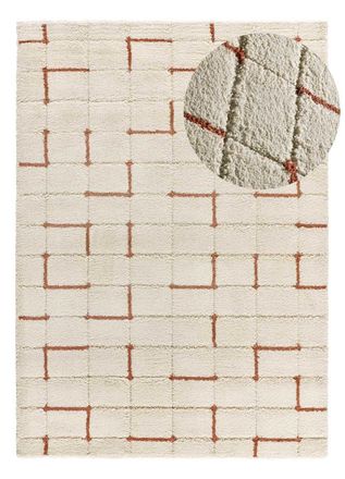 Atticgo Alfombra con relieve de pelo largo beige/caldera 133x190 cm
