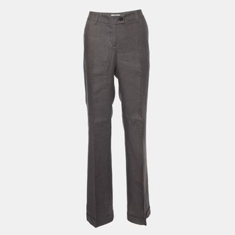 Moschino Moschino Cheap and Chic Brown Linen Flared Trousers M