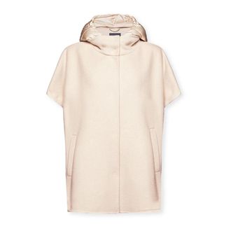 Elena Miro Jassen, Dames, Wit, 2Xl/3Xl, Wol, Gehoekte cape met afneembare capuchon