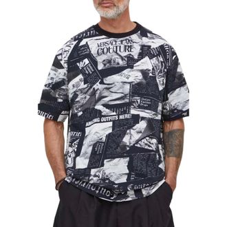 Versace Jeans Couture T-Shirts, male, Black, Size: S Logo Print Oversized T-Shirt