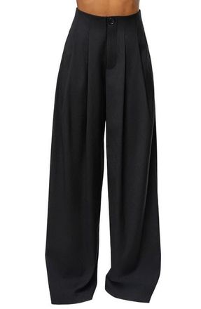 JLUXLABEL Pleated Wide Leg Pants in Black at Nordstrom, Size Small