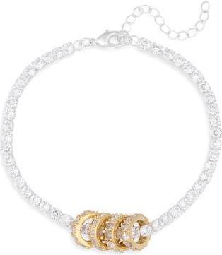 Nordstrom Rack Cubic Zirconia Rondelle Tennis Bracelet in Clear- Silver- Gold at Nordstrom Rack