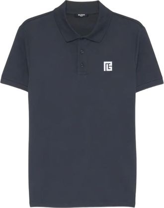 Balmain Navy Blue Logo Polos