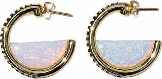 Native Gem Womens Galileo Hoops Earrings In White Opal