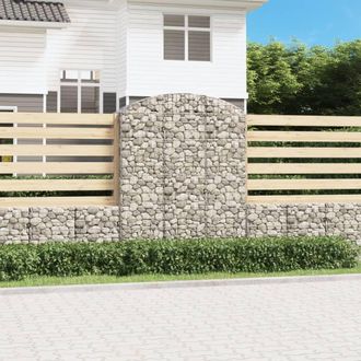 Berkfield Home Arched Gabion Basket 150x50x180/200 cm Galvanised Iron in Silver