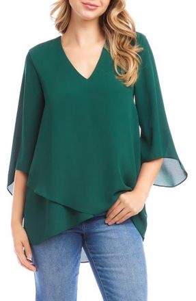 Karen Kane Asymmetrical Crepe Top in Forest Green at Nordstrom, Size X-Smallp
