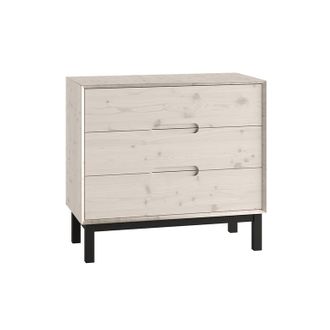 OEM Commode 3 Tiroirs Pinio Country Bois Blanchi