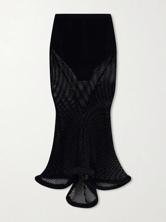 Givenchy Gonna Midi In Mesh Con Ruche - Nero