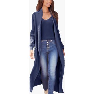 Lascana Womens Long Knit Cardigan in Deep Blue at Nordstrom, Size 6