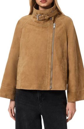 AllSaints Rhodes Suede Jacket in Camel Brown at Nordstrom, Size X-Small