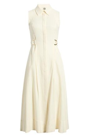 Anne Klein Sleeveless Linen Blend Midi Dress in White Dove at Nordstrom, Size 14