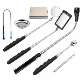 OEM Espejo De Inspecci&oacute;n Para Autom&oacute;viles, Espejo De Inspecci&oacute;n Telesc&oacute;pico Redondo, Selector De Varilla De Succi&oacute;n Flexible Con Luz, Juego De 7 Piezas