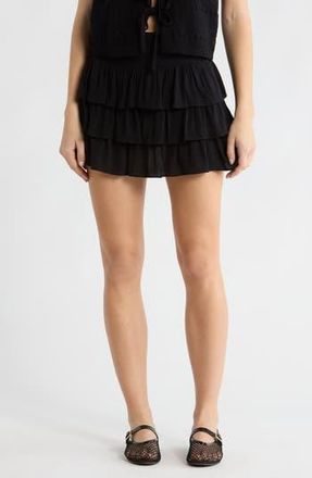 Abound Tiered Crepe Miniskirt in Black at Nordstrom Rack, Size X-Small