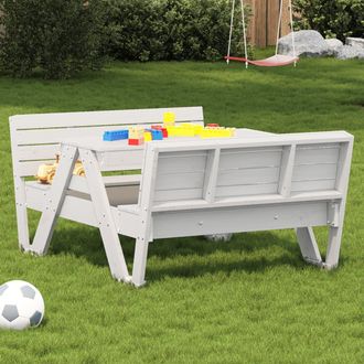 vidaXL Vidaxl - Mesa De P&iacute;cnic Para Ni&ntilde;os Madera Maciza Pino Blanco 88x122x58cm