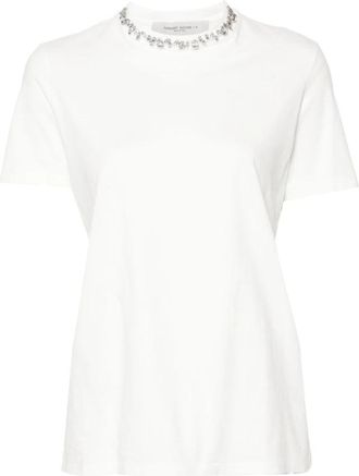 Golden Goose Cabochon Kristallen Katoenen T-shirt - Dames - T-shirts - Wit - S - Katoen - Tops