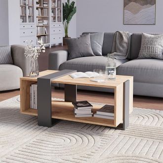 Vicco Mesa De Centro Aven, Antracita/roble Dorado, 91.5 X 52 Cm